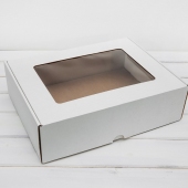 Картонная коробка с окошком 350*265*100 белая