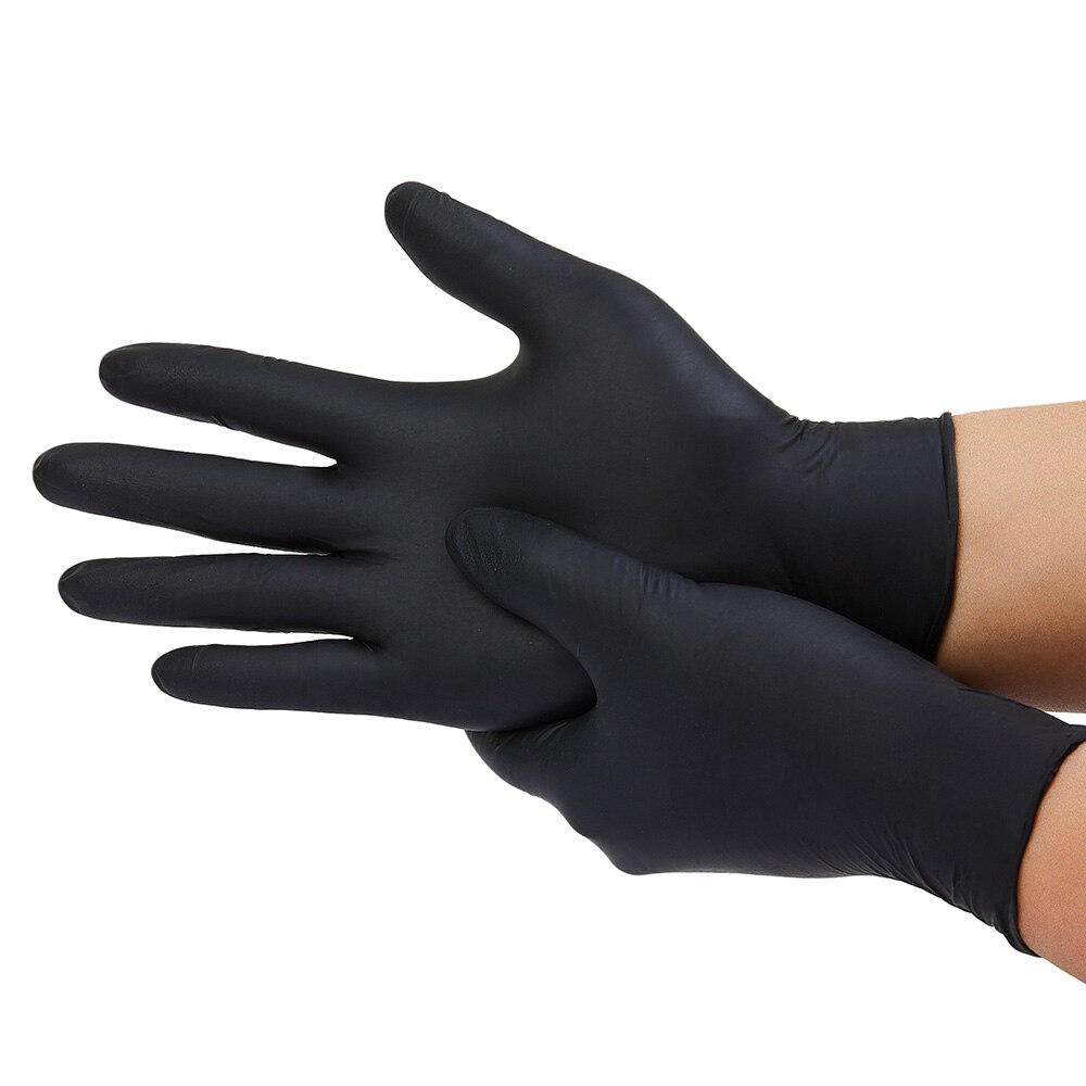 Нитриловые одноразовые перчатки черные, размер L