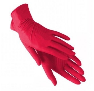 Нитриловые одноразовые перчатки красные, размер M