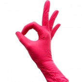 Нитриловые одноразовые перчатки красные, размер L