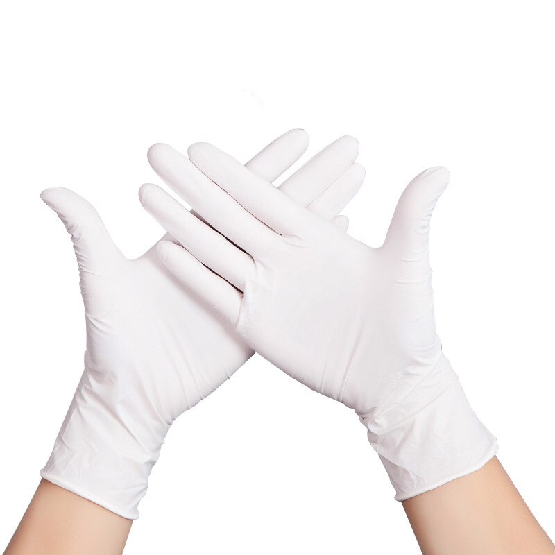 Нитриловые одноразовые перчатки белые, размер M