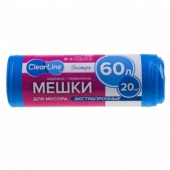 Мусорные мешки ЭКСТРА 60л/20шт экстрапрочные синие